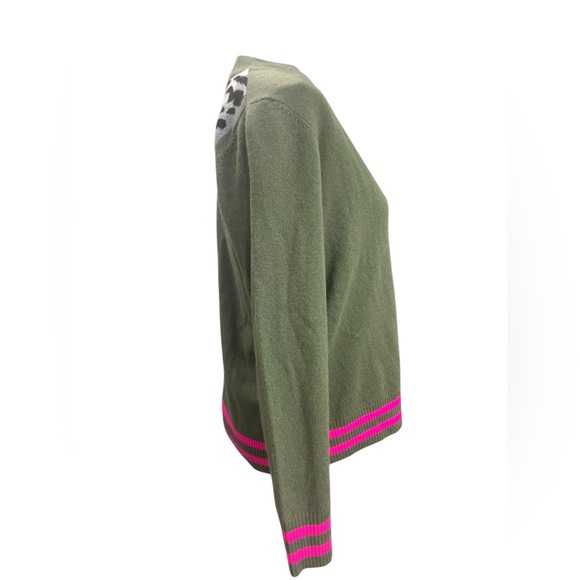 Vilagallo Wool Tiger Back Cardigan Olive Green XS Oversized Graphic Knit Spain - Picture 4 of 8